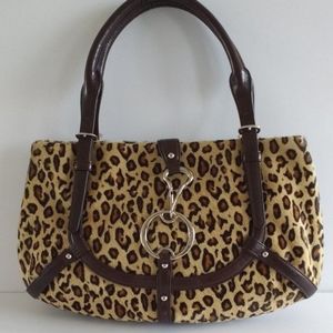Vintage DKNY leopard pony hair brown leather handbag